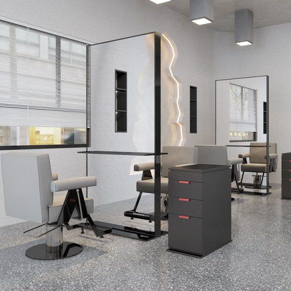 简约发廊理发店镜台网红不锈钢单双面落地镜剪发镜理发店专用镜子