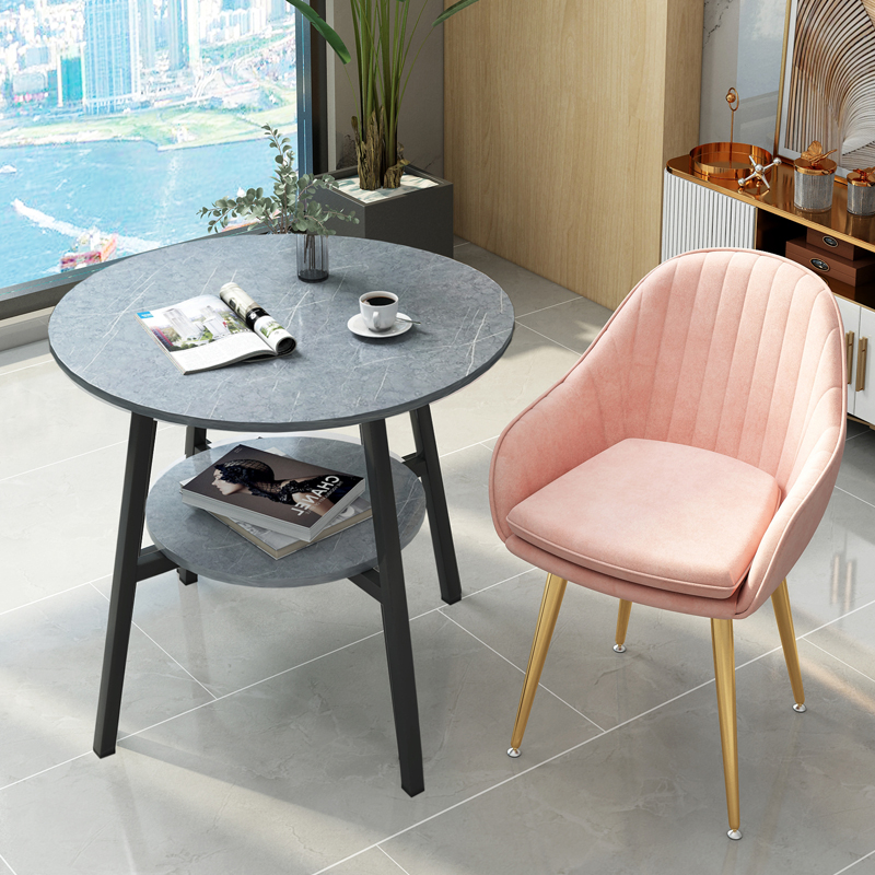 双层洽谈圆桌客厅休闲茶r几阳台咖啡桌60宾馆简易两人卧室喝茶桌