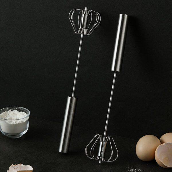 4160.半自动打蛋器按压旋转式捣蛋器搅拌器不锈钢混面器 米木日式