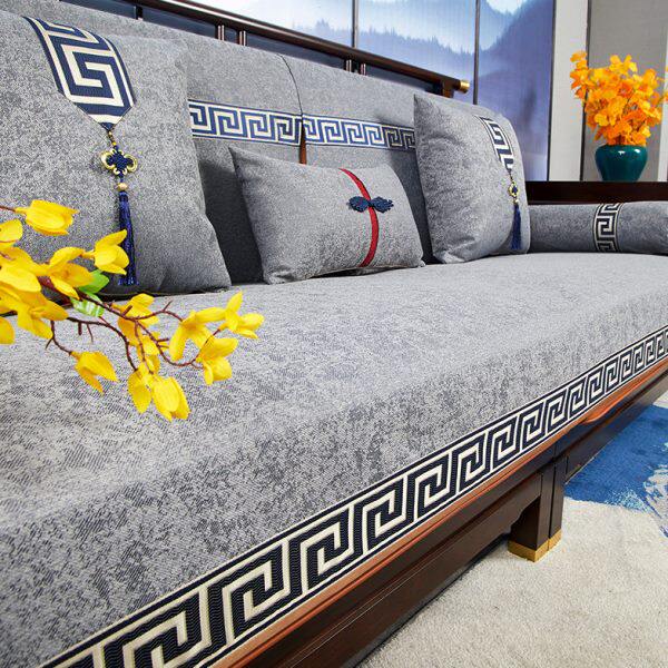 新中式沙发垫套罩巾四季通用防滑组合高档现代简约中国风实木坐垫