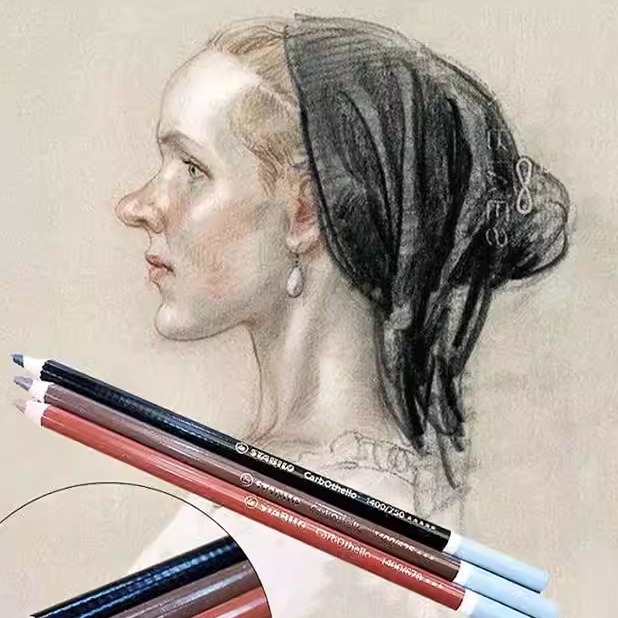 德国天鹅色粉铅笔于小冬三支笔A3支笔粉画彩色炭笔素描速写思笔乐