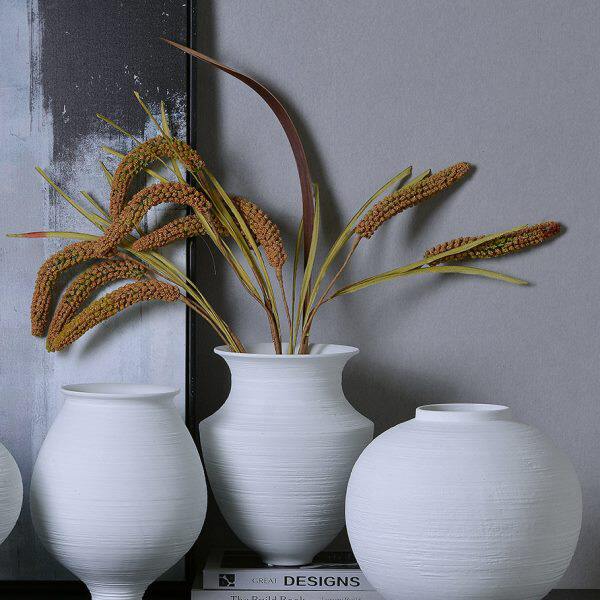 中式白色陶瓷花瓶摆件客厅干花插花器粗陶陶罐酒店样板间软装饰品