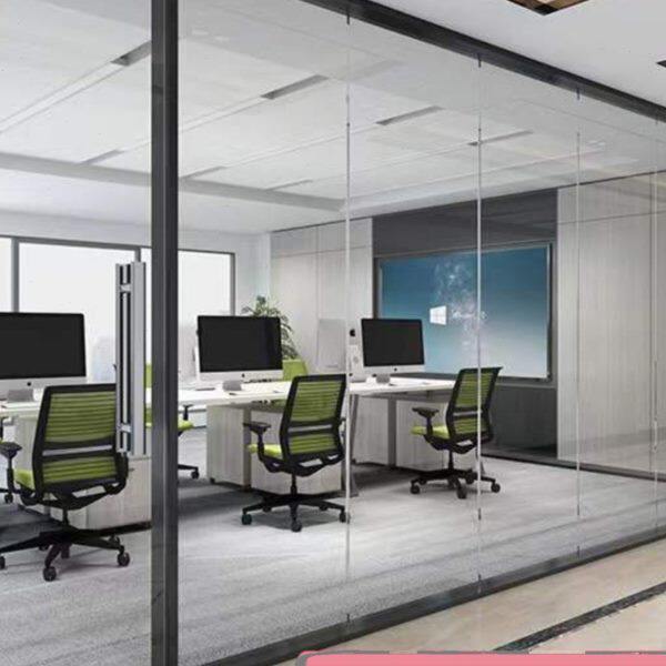 苏州办公室玻璃隔断钢化玻璃磨砂内置百叶窗铝合金高隔断墙隔音
