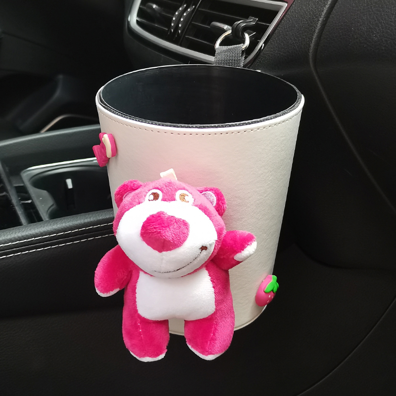 草莓熊车载垃圾桶汽车p内用出风口后排收纳车上置物垃圾袋挂式卡