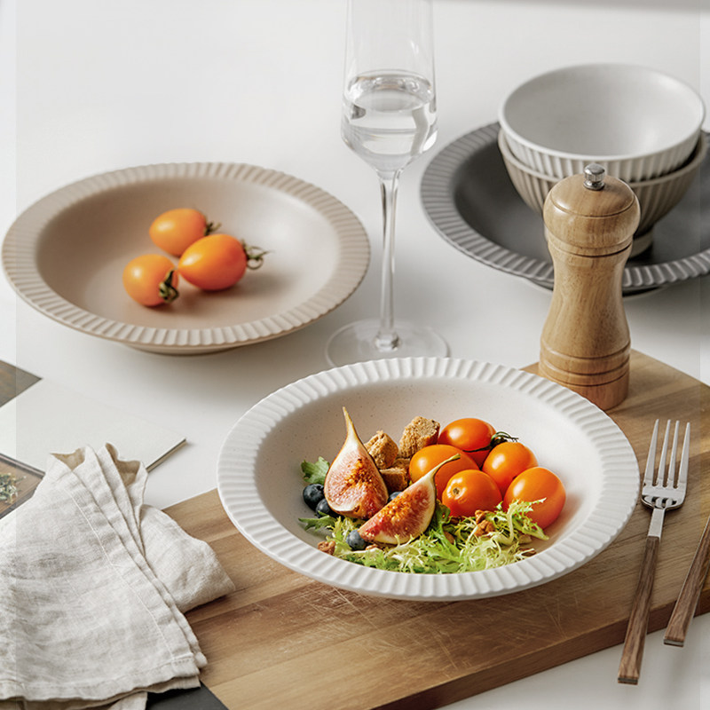 稻森餐盘盘子碗家用日式菜v盘陶瓷汤盘高级感深盘餐具沙拉盘餐具