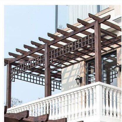 定制各种尺寸防腐木葡萄架花架爬藤植物架 炭化木花架花箱