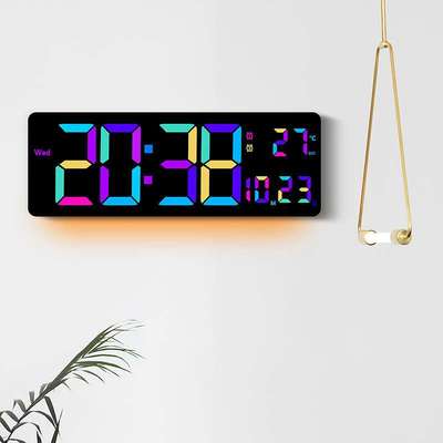 16寸跨境爆款RGB变色挂钟多功能客厅挂钟大屏数字电子时钟6658RGB