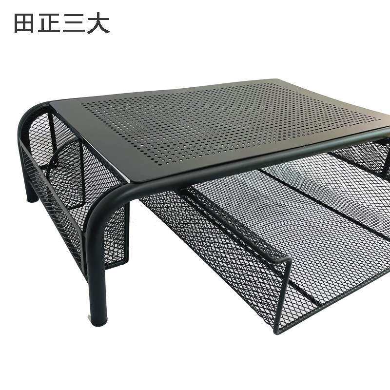 电脑散热架 桌面电脑收纳架 笔记本升高支撑架 铁网置物架带抽屉