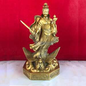纯铜九天玄女雕塑九天圣母神像兵法女神玄天圣母踏凤上天仙女摆件