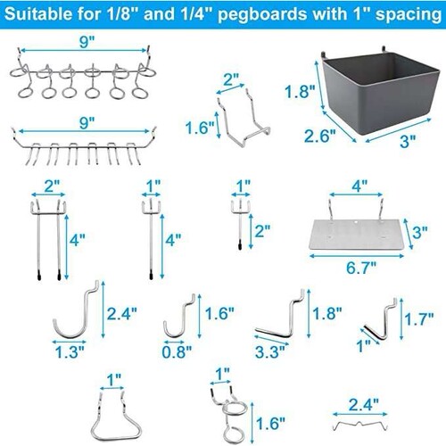跨境电商洞洞板挂钩洞洞板金属钩工具挂钩 Pegboard hook  140pcs