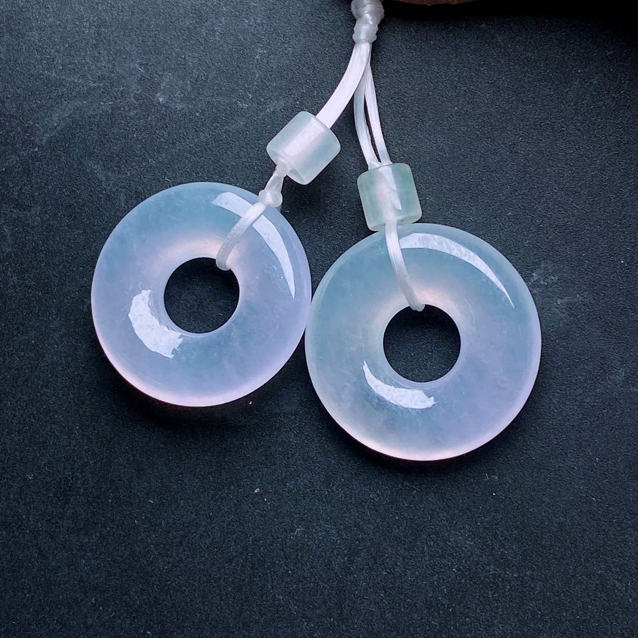缅甸天然翡翠a货冰粉紫甜甜圈耳坠一对rxf,尺寸:15.6-3.3mm