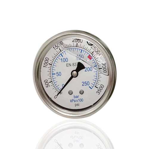 高压清洗机压力表不锈钢充油耐震轴向注油YBN60Z 250bar M14*1.5