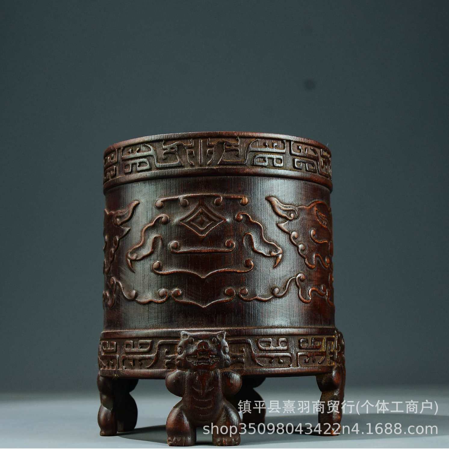 馆藏文案陈设大量 仿古竹雕笔筒木雕手工雕刻厂价檀香