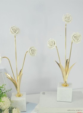 创意轻奢a大理石摆件客厅玄关酒柜家居软装饰品现代书房电视柜摆