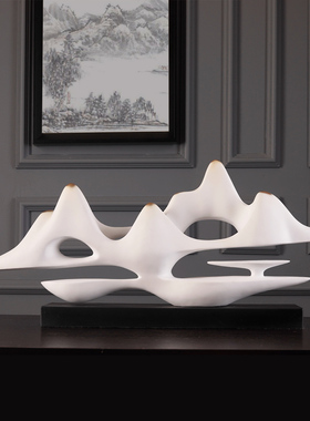 新中式摆件假f山家居饰品酒店软装中国风禅意博古架玄关门桌面摆