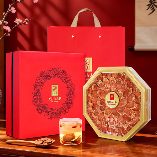 长白山人参红参片排片约2.0cm大片（高颜值礼盒）100克白参片煲汤