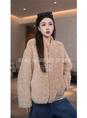 SOURWZZI/所姿100%羊毛简约设计师时尚休闲女士羊毛外套SZ-26318