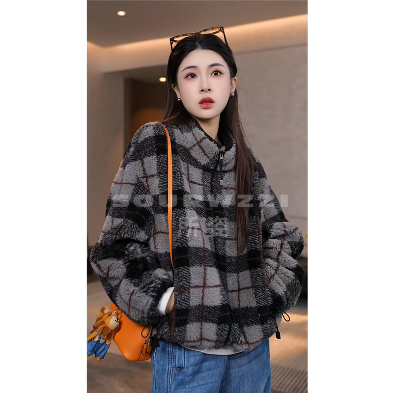 SOURWZZI/所姿100%羊毛冬季格子时尚休闲女士外套SZ-25770,女装/女士精品,短外套,淘宝优惠券,粉丝福利购,淘宝优惠卷