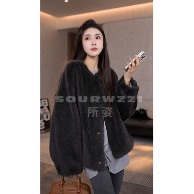 SOURWZZI/所姿新款冬季短款简约休闲时尚羊毛女士外套SZ-25636