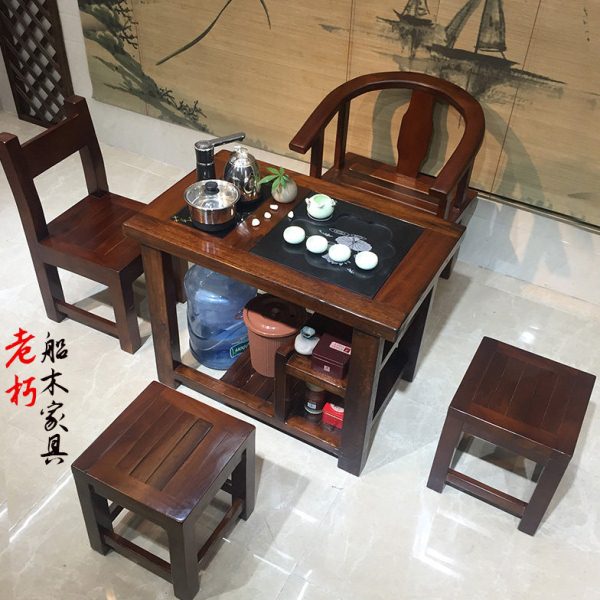 阳台茶桌椅组合实木小型泡茶桌家用小茶台1米2功夫茶几简约网红图片
