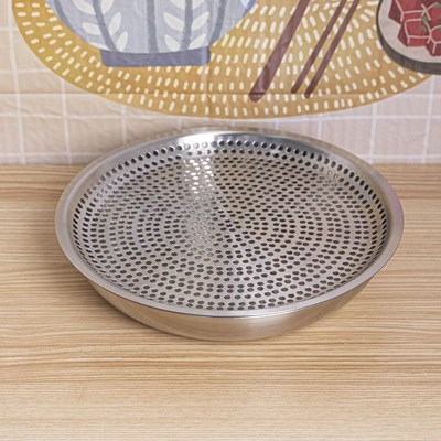 18/10不锈钢沥水盘子圆形漏油盘漏I盘过滤油控油炸盘带过滤网