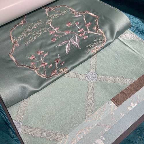 2020年新款中式提花刺绣高精密仿真丝客厅禅意古典风格茶室窗帘