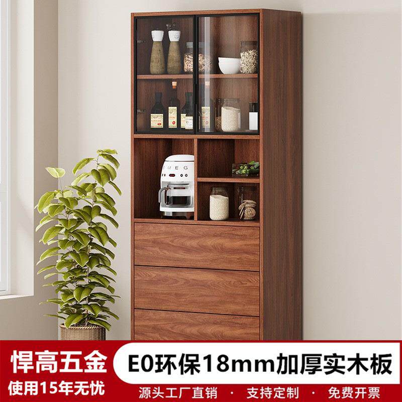 现代简约实木餐边柜餐厅靠墙一体厨房橱柜家用收纳柜子储物置物柜