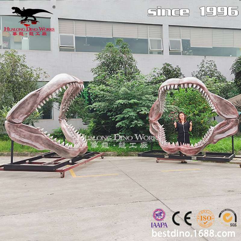 玻璃钢仿真恐龙化石骨架模型 大型景区游乐园美陈引流互动拍照品