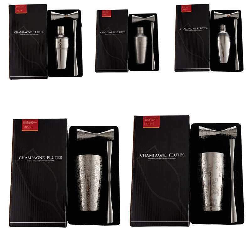 304不锈钢日式调酒壶器盎司量杯碎冰棒三件套shaker jigger跨境