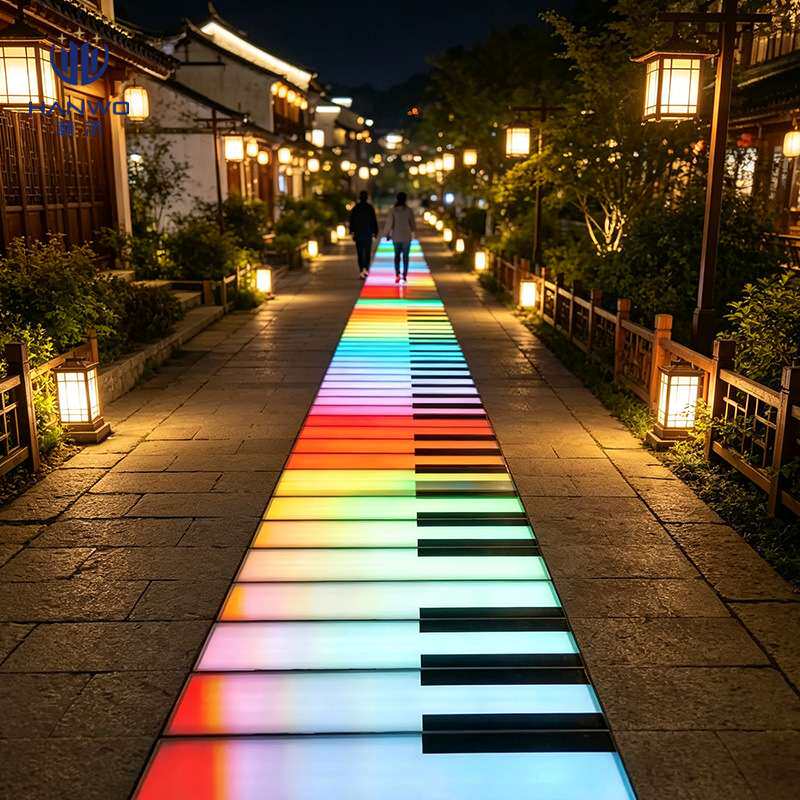 LED钢琴感应地板灯 户外景区商场互动发光琴键楼梯台阶地砖灯 工