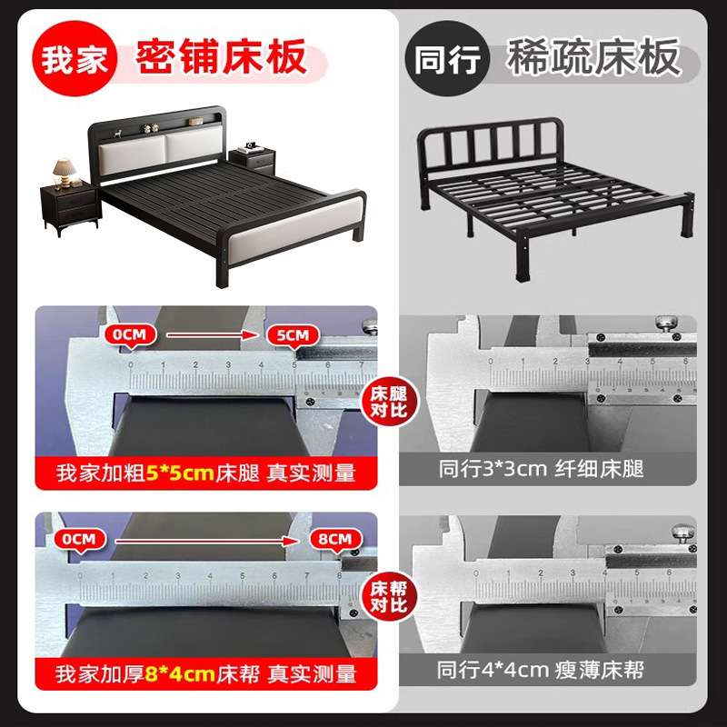 铁艺床双人床家用卧室儿童不锈钢加厚加固出租房用铁床5米铁床