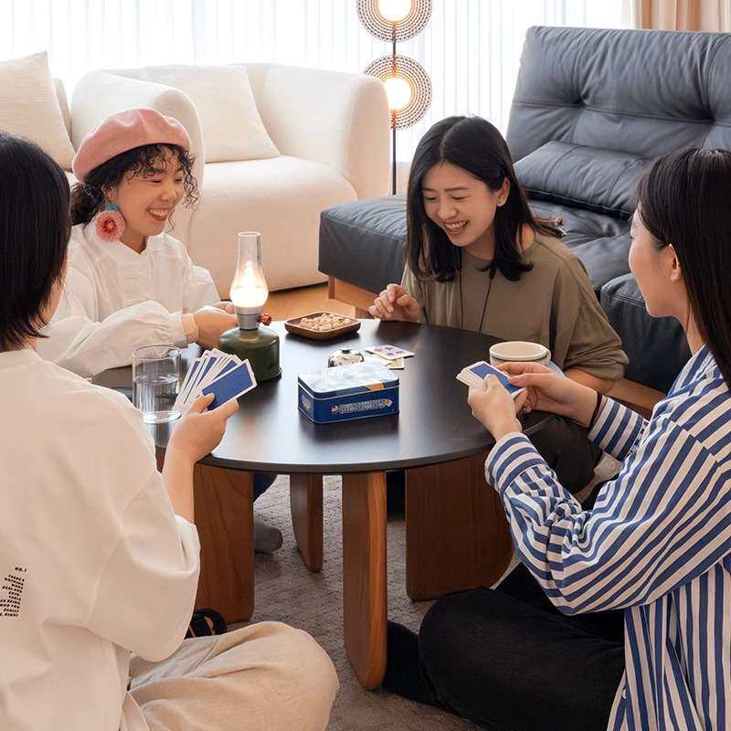 北欧林岩圆几樱桃木岩板圆形茶几实木茶桌边几客厅阳台家用小桌子