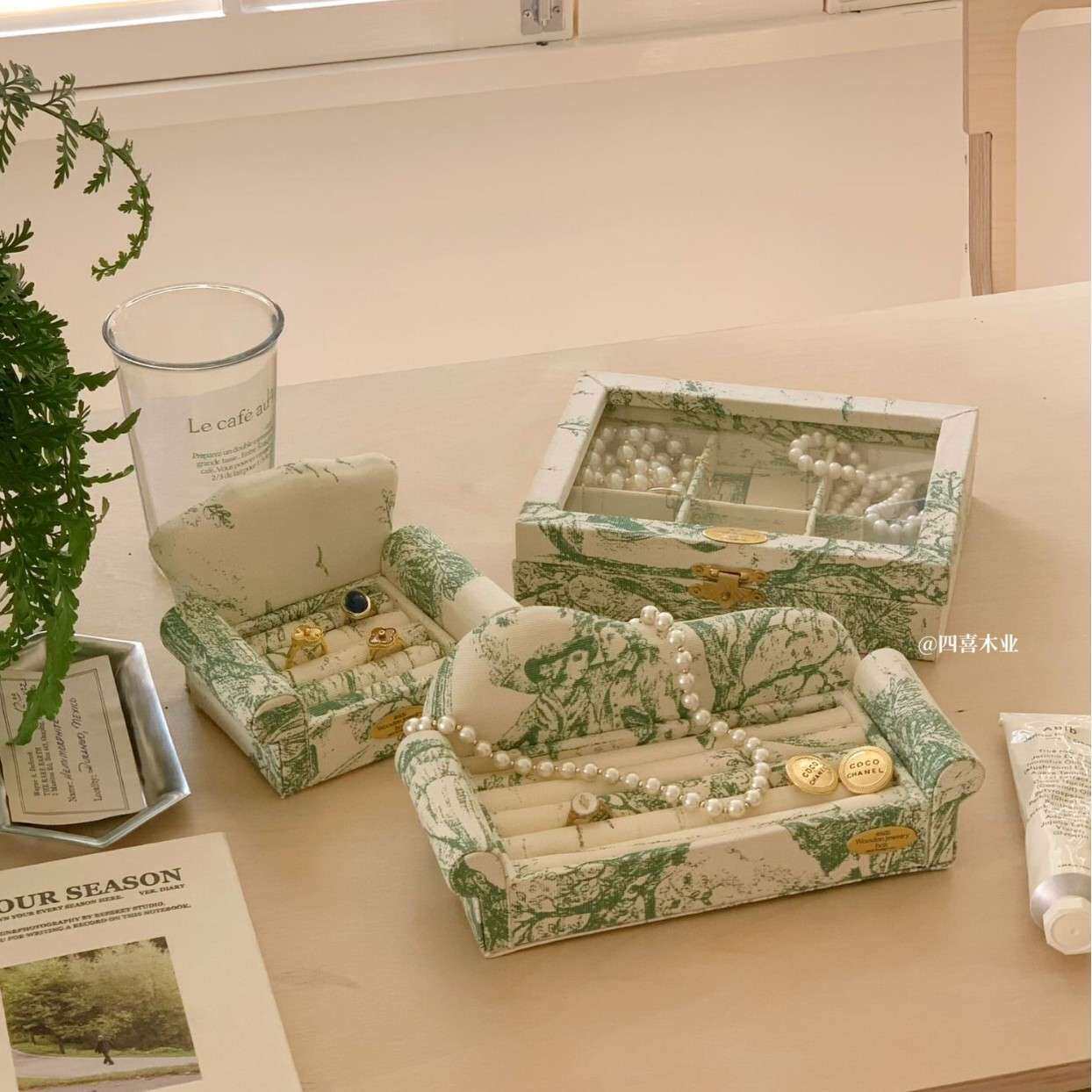 布艺法式饰品陈列首饰展示陈列复古首饰盒饰品盒迷你沙发摆件