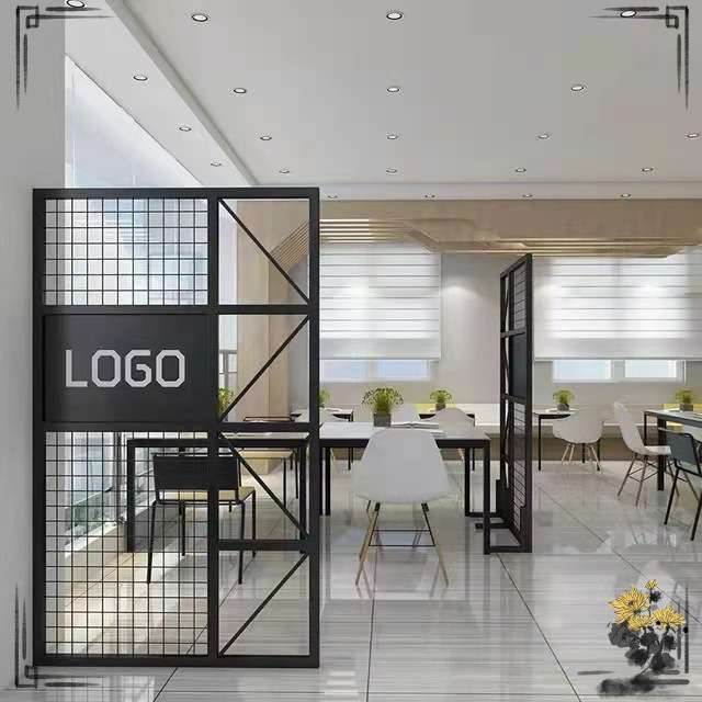 铁艺屏风隔断装饰墙工业风菱形吊顶网格餐厅半墙隔断卡座围栏