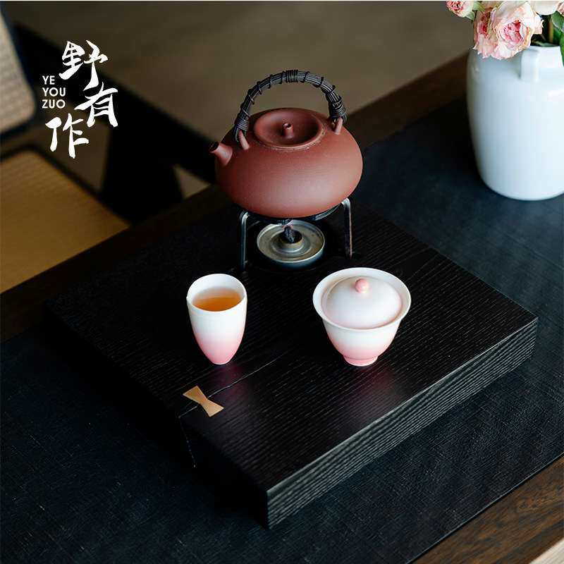 野有作白蜡木蜡烛温茶底座酒精炉日式实木温茶器干泡茶台壶承茶盘