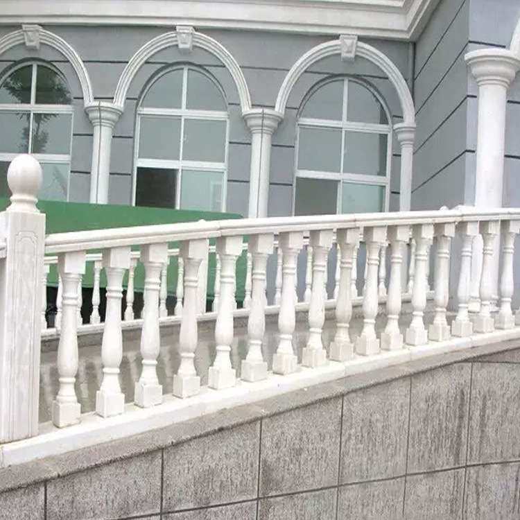厂家 安装石雕栏杆汉白玉罗马柱栏杆阳台庭院楼梯防摔石头护栏