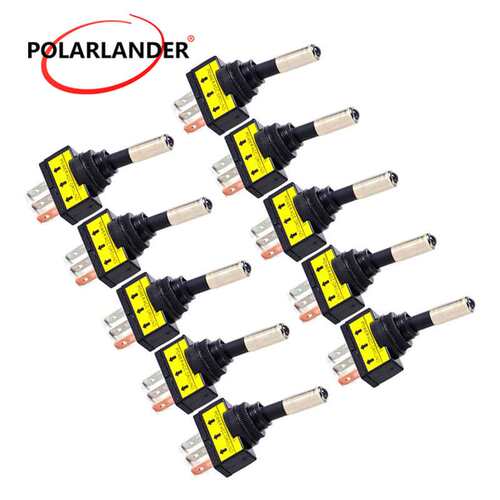 10pcs  汽船钮子开关ASW-15Dl摇臂拨柄12VLED灯20A  蓝灯
