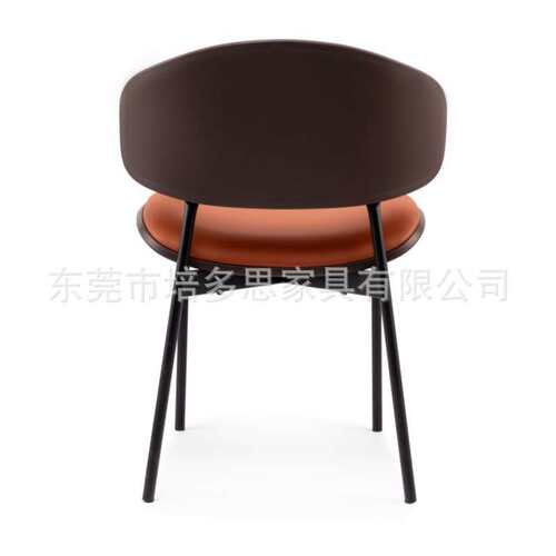 高端意式餐椅现代简约椅咖啡厅复古靠背椅大堂四脚会客椅皮面铁脚