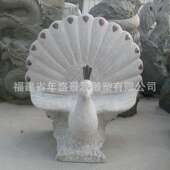 园林室外观赏雕塑 石材雕刻品石雕孔雀摆件 黄绣石喷水动物雕塑