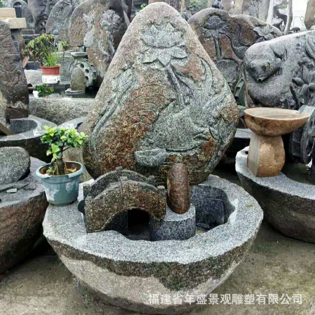 福建厂家自然石流水雕刻 小桥流水喷泉 家居别墅室内外装饰摆件