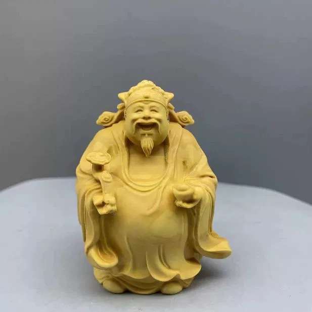 黄杨木福禄寿摆件高9厘米实木雕刻福星寿星禄星财神家居工艺摆件