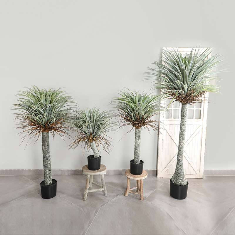 商场橱窗装饰北欧仿真绿植假树盆景 客厅玄关摆件假丝兰树盆载