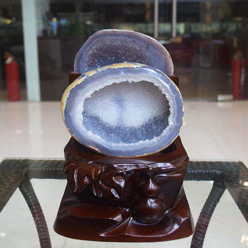 矿宝 天然玛瑙水晶原石聚宝盆居家办公紫水晶洞乌拉圭晶簇摆件