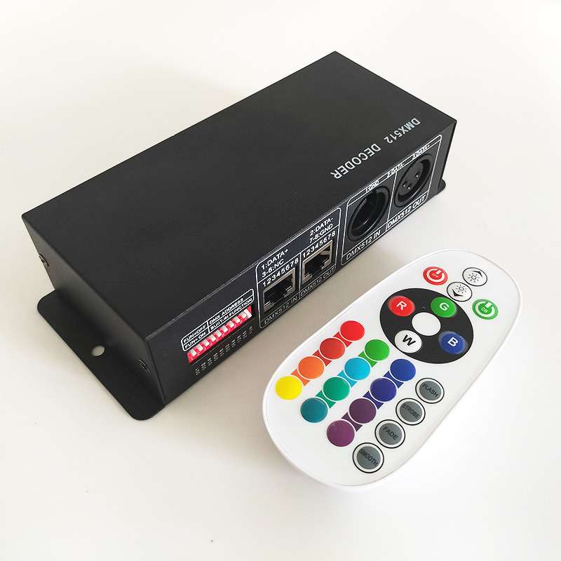 220V 110V 高压LED灯条DMX512同频解码控制器 远距24键RF射频遥控