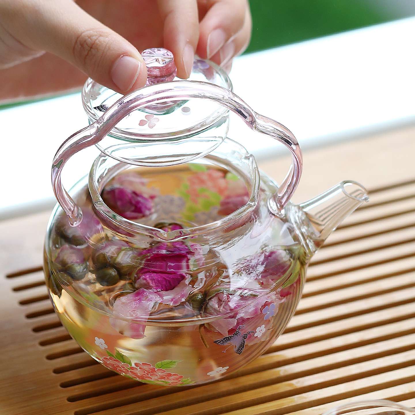 金桂飘香提梁壶新款茶具套装耐高温玻璃茶壶温茶器绿茶专用泡茶器
