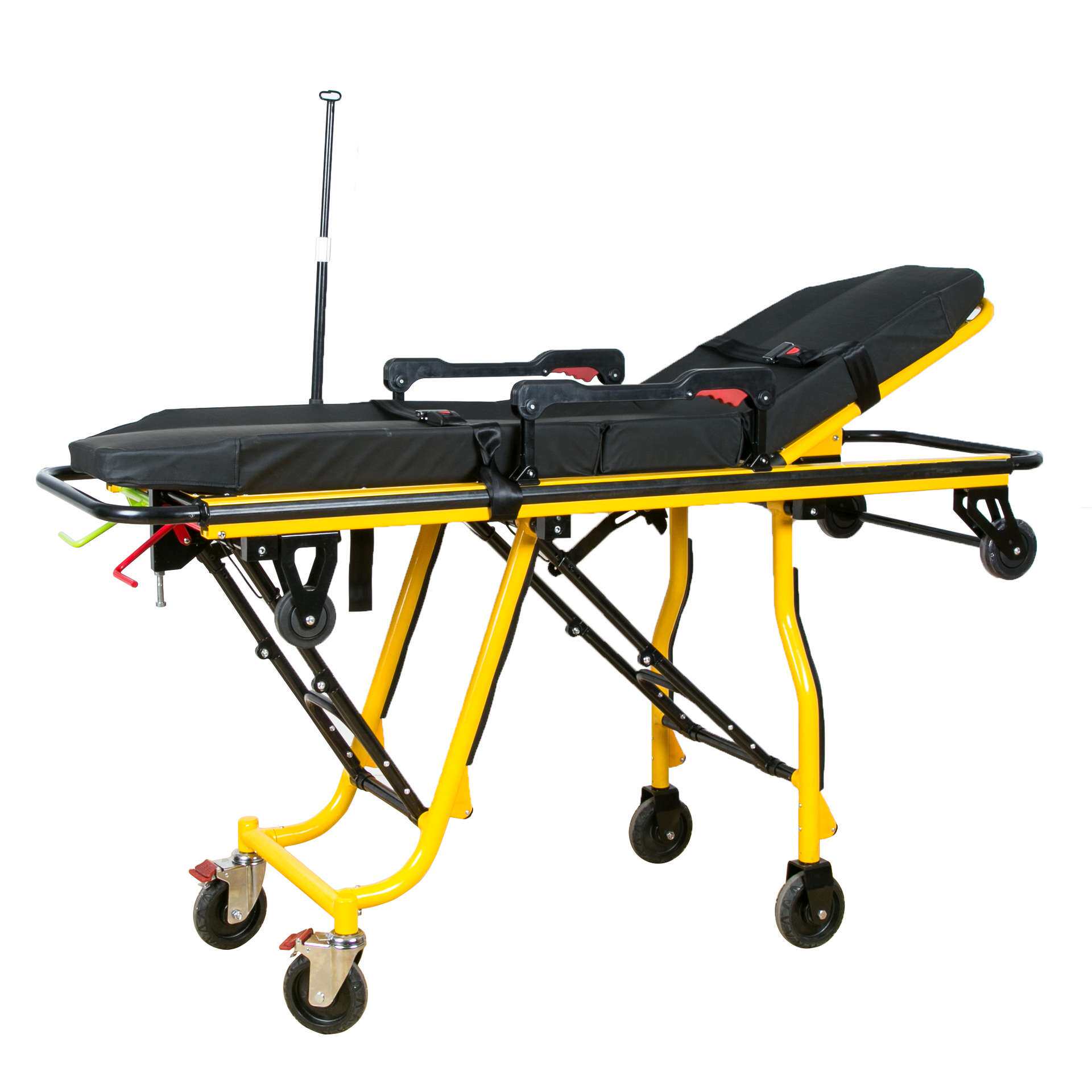 救护车担架铝合金材质高回弹床垫倾倒式扶手前后腿带防折叠安全锁