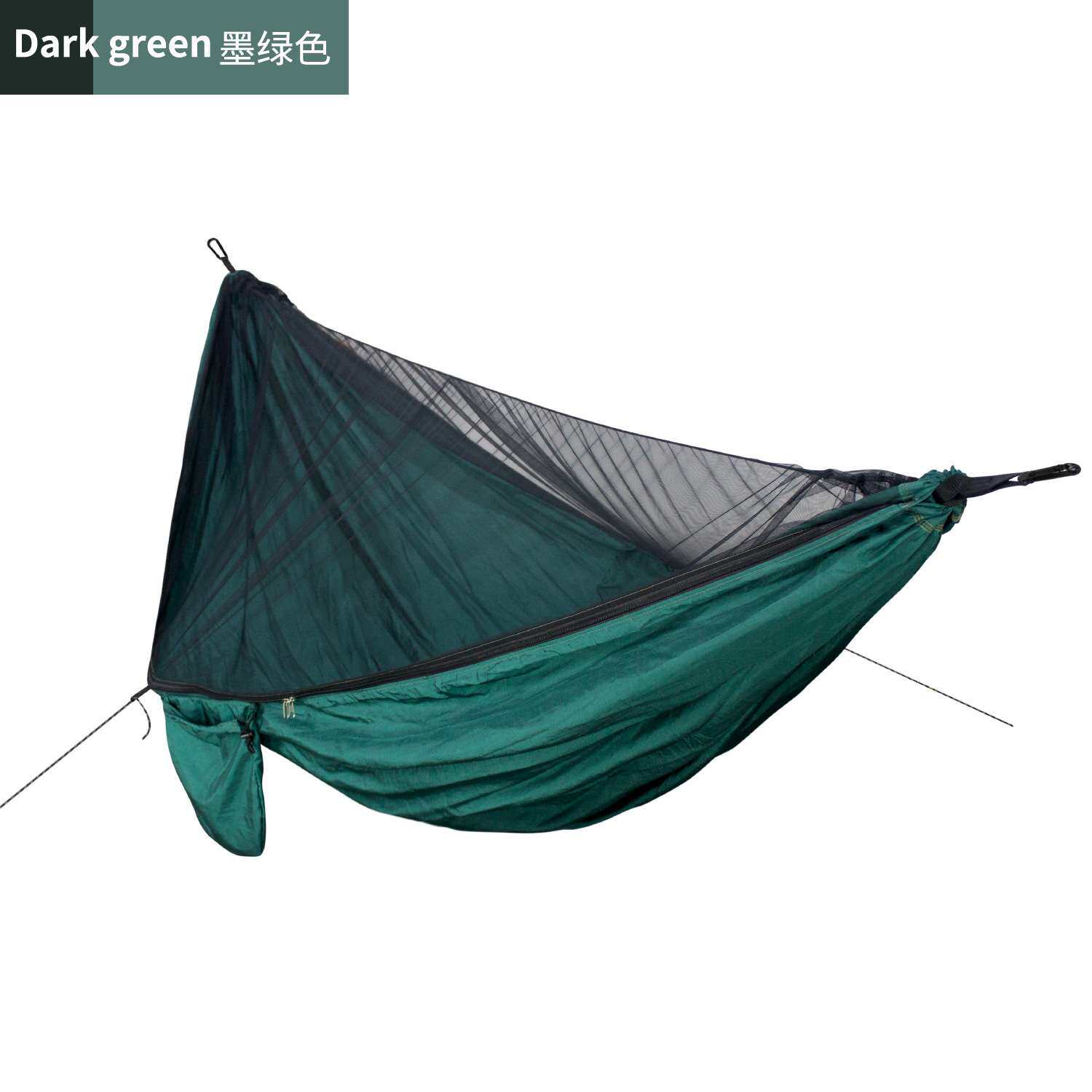 蚊帐吊床拉绳自动速开墨绿色户外尼丝纺尼龙网纱亚马逊跨境