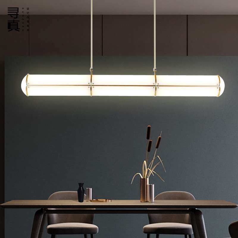 新中式吊灯茶室灯轻奢长条个性极简吧台灯艺术loft灯禅意餐厅灯具
