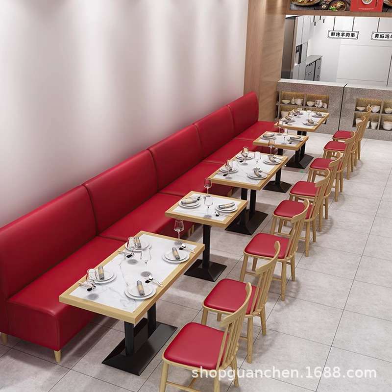 简约西餐厅卡座沙发食堂奶茶小吃面馆快餐店连锁餐饮饭店桌椅组合