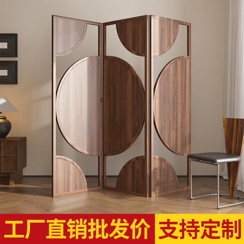 现代隔断艺术移动挡板中古复古客厅屏风法式玄关轻奢装饰折叠简约